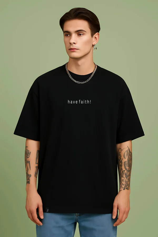 Have Faith- Black Cotton Men's T-shirt
