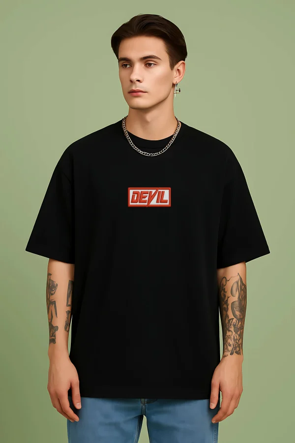 Devil- Black Cotton Men's T-shirt