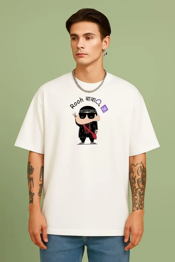 1 Rooh Baba - White Cotton Men's T-shirt