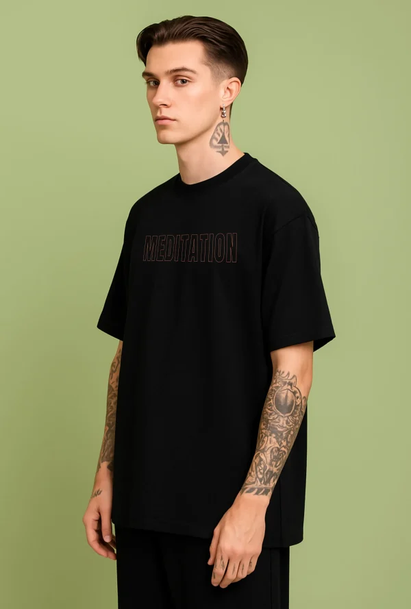 Meditation - Black Cotton Men's T-shirt