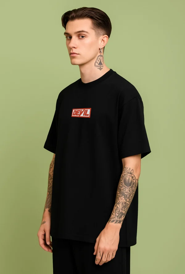 Devil- Black Cotton Men's T-shirt