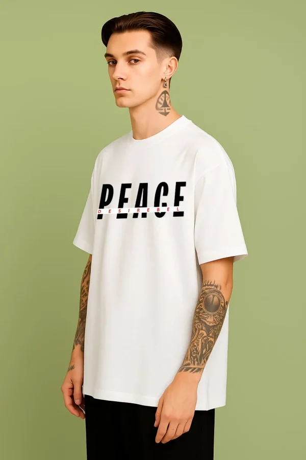 Peace - White Cotton Men's T-shirt