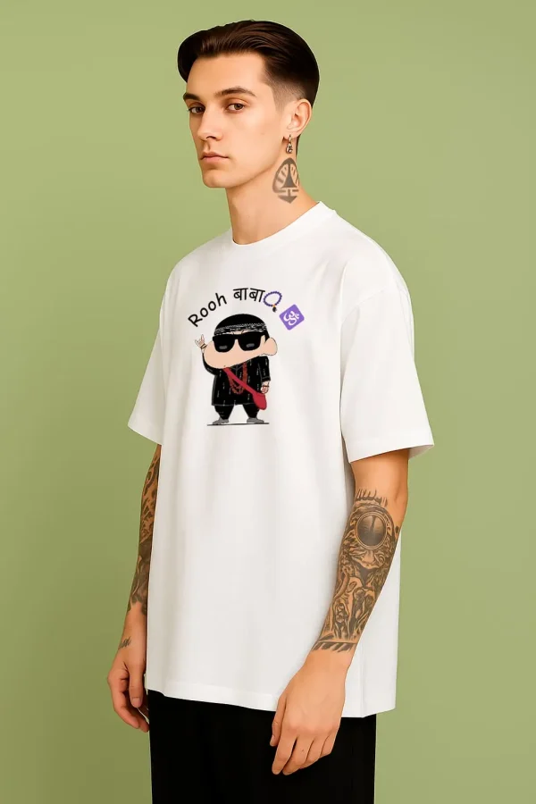 2 Rooh Baba - White Cotton Men's T-shirt