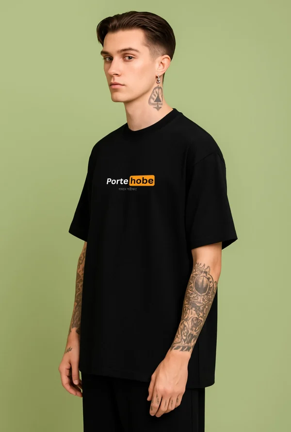 Porte Hobe- Black Cotton Men's T-shirt