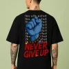 3 Never Giveup - Black Cotton Men's T-shirt