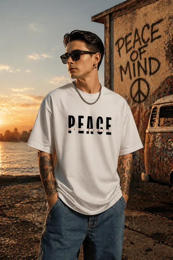 Peace - White Cotton Men's T-shirt