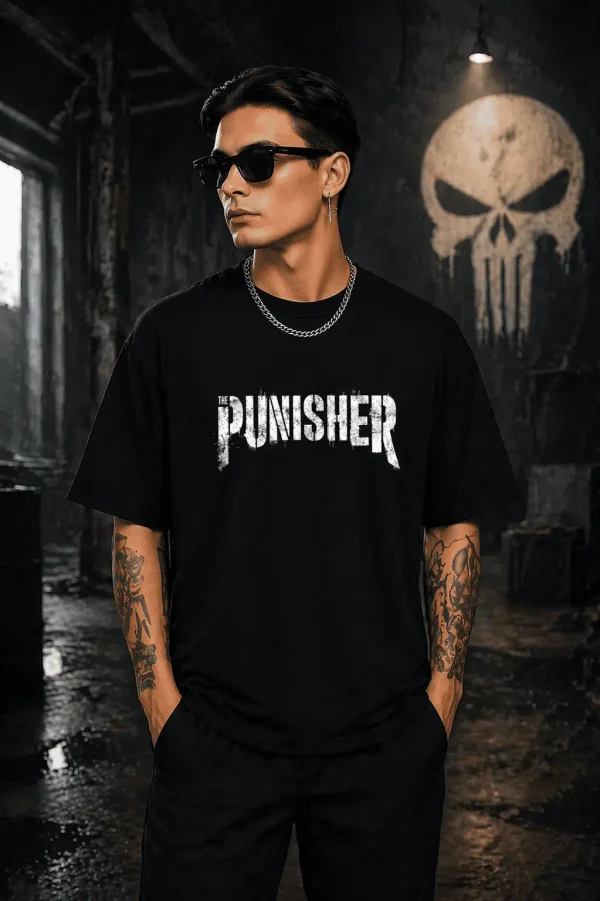 Punisher - Black Cotton Men's T-shirt