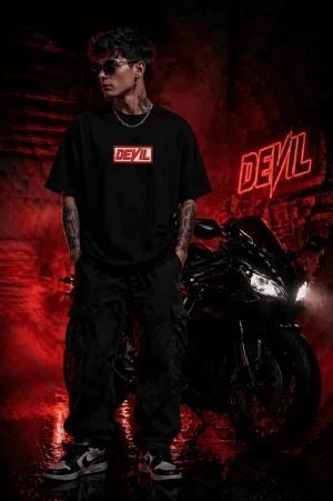 Devil- Black Cotton Men's T-shirt