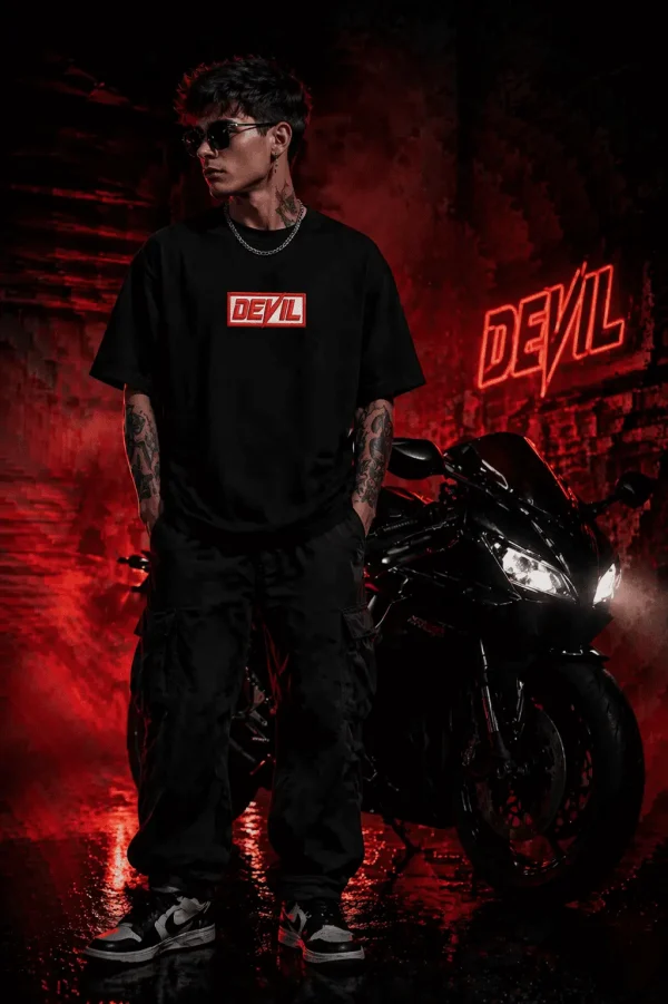 Devil- Black Cotton Men's T-shirt