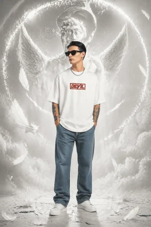 Devil- White Cotton Men's T-shirt