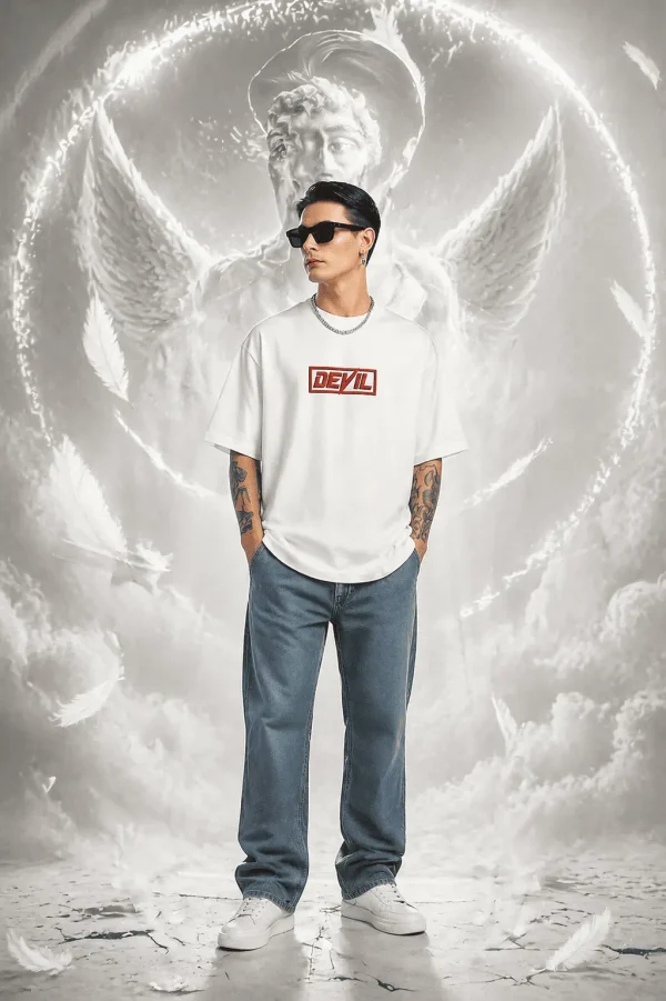 Devil- White Cotton Men's T-shirt