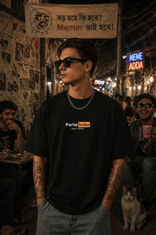Porte Hobe- Black Cotton Men's T-shirt