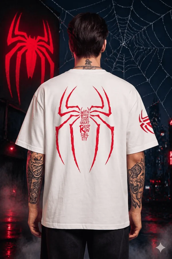 Spider Man - White Cotton Men's T-shirt
