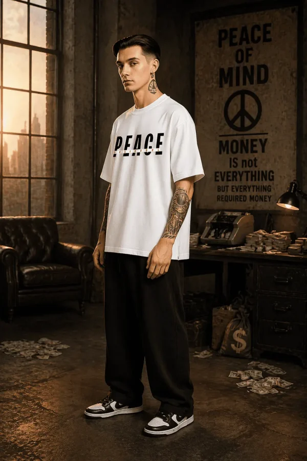 Peace - White Cotton Men's T-shirt