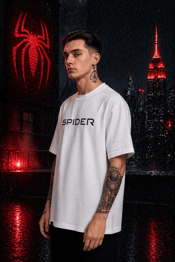 Spider Man - White Cotton Men's T-shirt