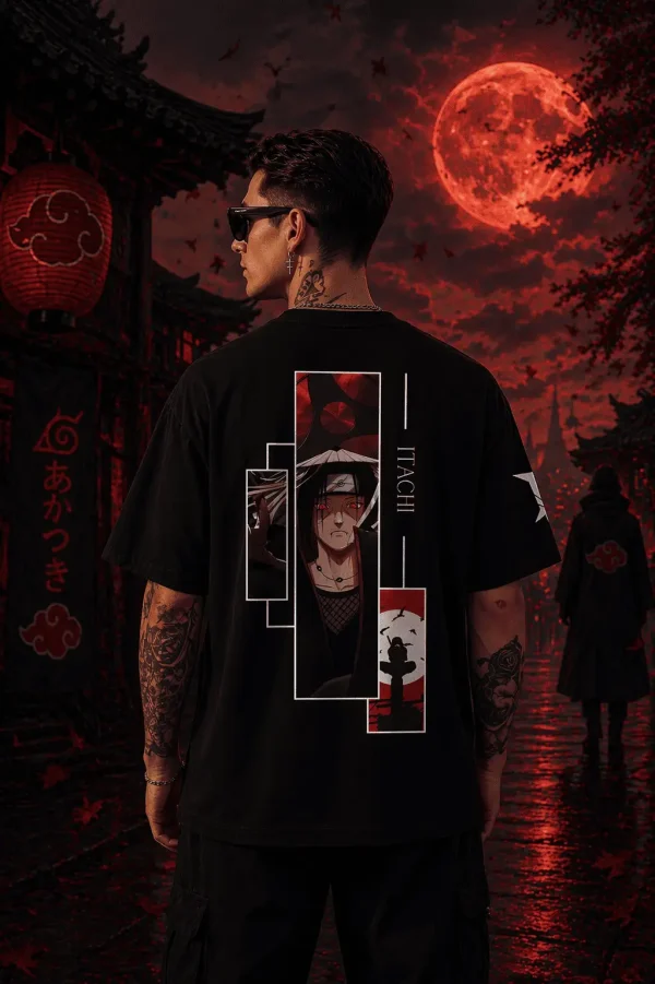 C Itachi- Black Cotton Men's T-shirt