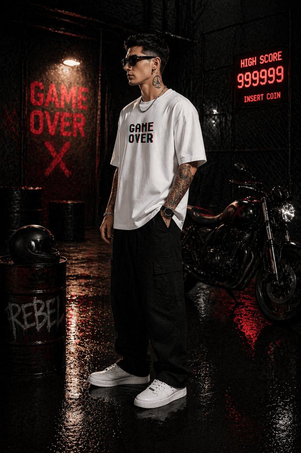 th (1) Game Over - White Cotton Men's T-shirt