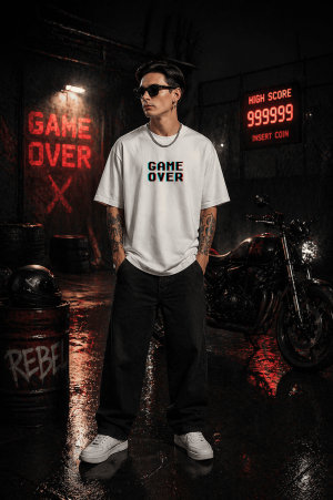 Game Over - White Cotton Men's T-shirt