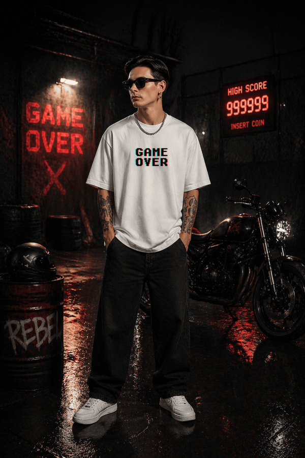 th (2) Game Over - White Cotton Men's T-shirt