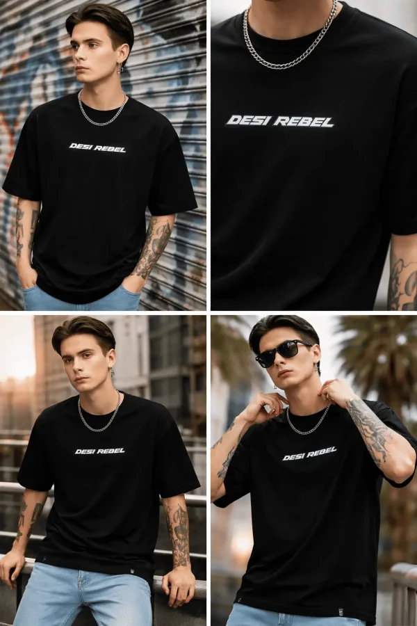 1 Desi Rebel - Black Cotton Men's T-shirt