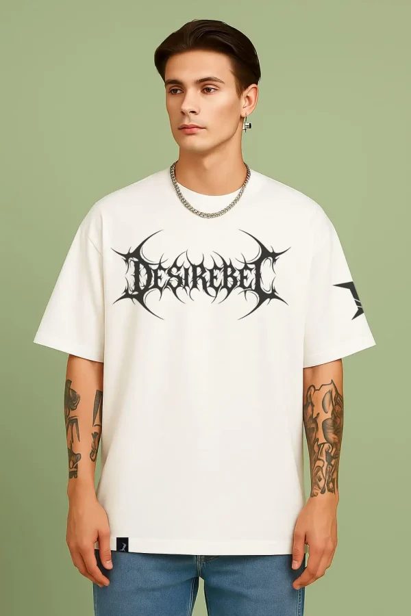 1 t Desi Rebel - Spike - White Cotton Men's T-shirt