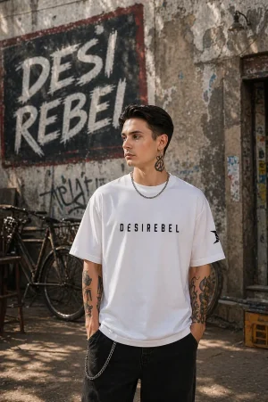 Desi Rebel - White Cotton Men's T-shirt