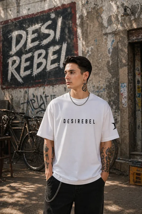 ChatGPT Image Apr 24, 2026, 06_29_43 PM Desi Rebel - White Cotton Men's T-shirt