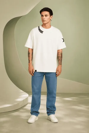 Round Neck - Desi Rebel - White Cotton Men's T-shirt
