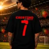 Ronaldo - Black & red Cotton Men's T-shirt