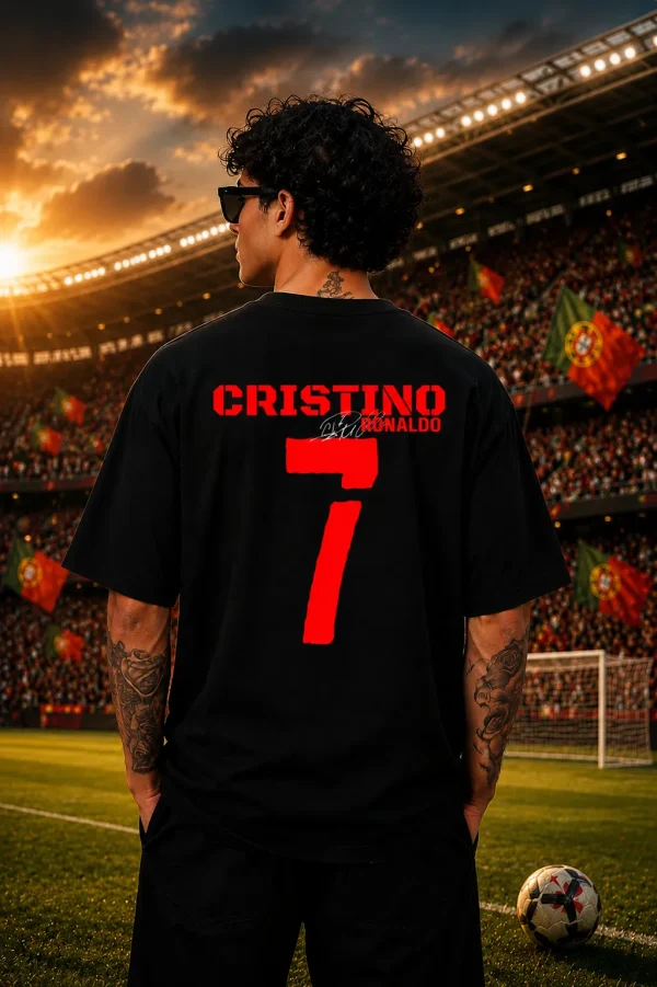 Ronaldo - Black & red Cotton Men's T-shirt