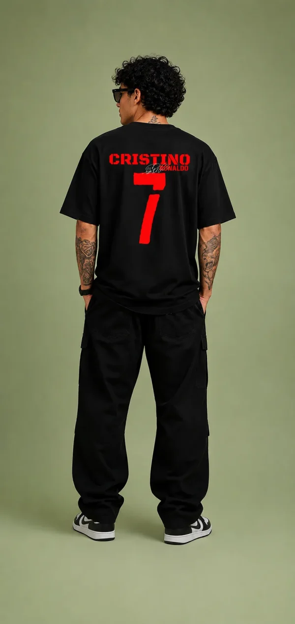 Ronaldo - Black & red Cotton Men's T-shirt