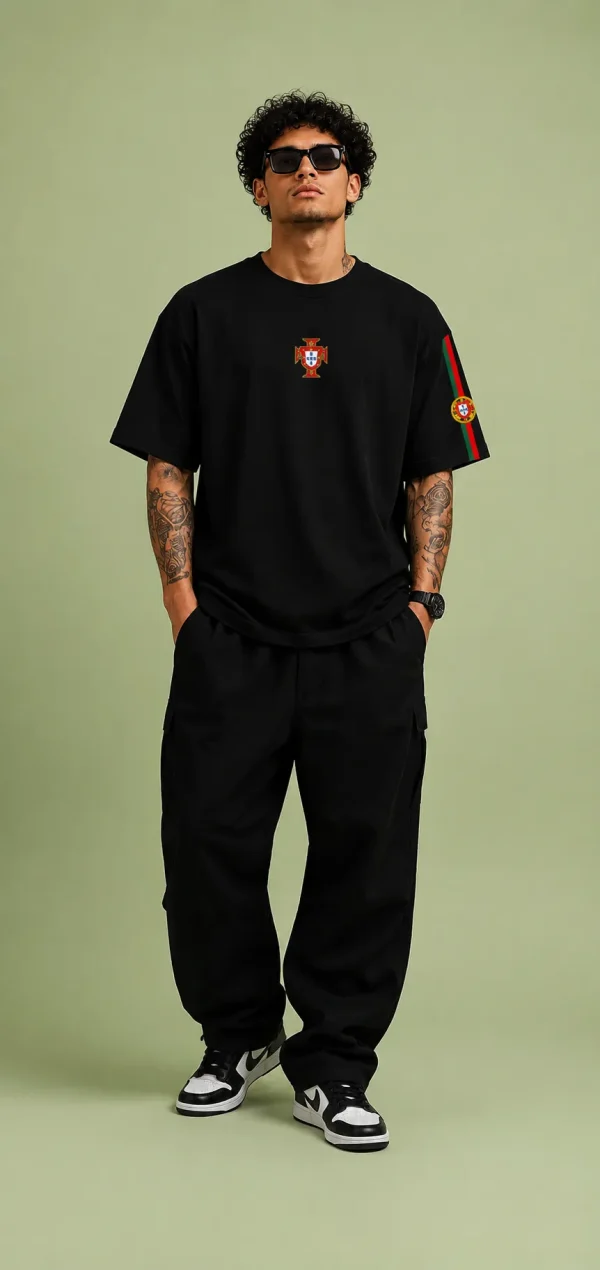 Ronaldo - Black & red Cotton Men's T-shirt