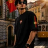 Ronaldo - Black & red Cotton Men's T-shirt