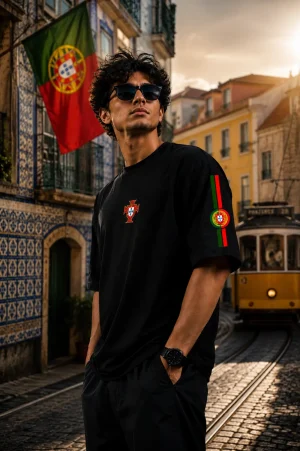Ronaldo - Black & red Cotton Men's T-shirt