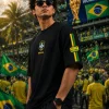Brazil - Black & Yellow Cotton Men's T-shirt
