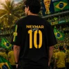 Brazil - Black & Yellow Cotton Men's T-shirt