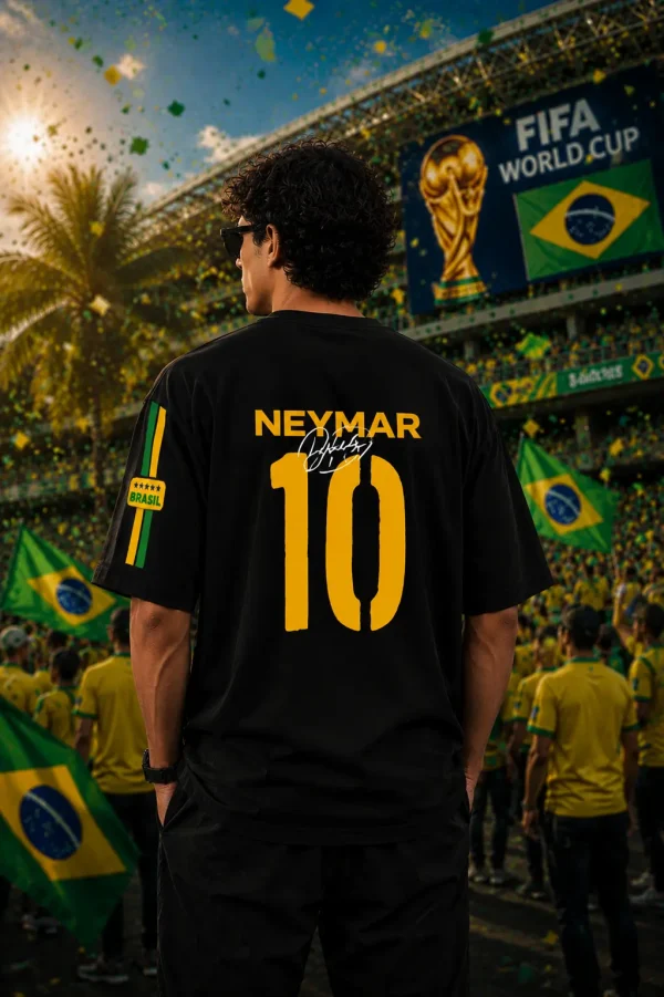 Brazil - Black & Yellow Cotton Men's T-shirt