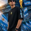 Messi - Black & Blue Cotton Men's T-shirt