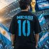 Messi - Black & Blue Cotton Men's T-shirt