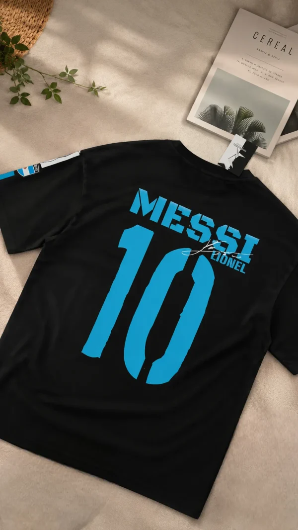 Messi - Black & Blue Cotton Men's T-shirt